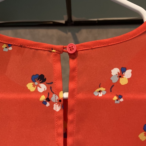 HALOGEN Long Balloon Sleeve Blouse Dreamsicle Orange Floral Womens Small - Picture 12 of 16